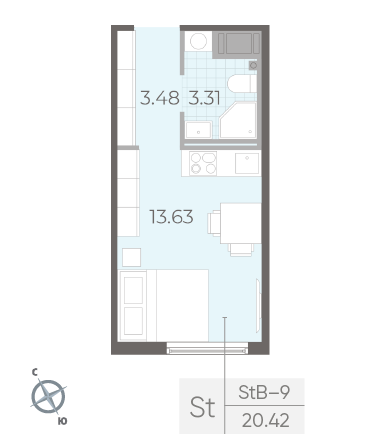 Студия 20.42 м²