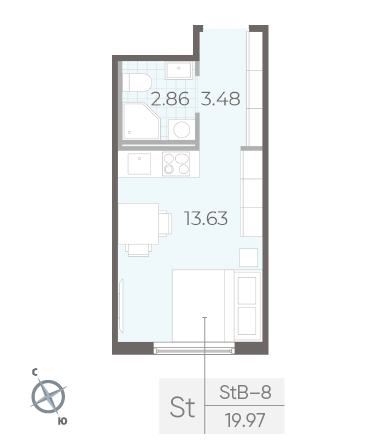 Студия 19.97 м²