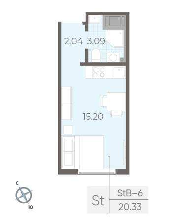 Студия 20.33 м²