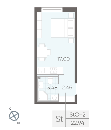 Студия 22.94 м²